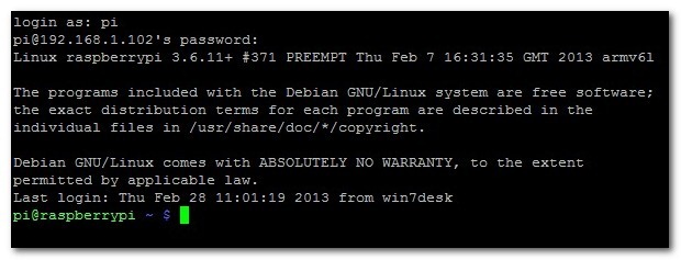 Connect to Pi via SSH terminal access