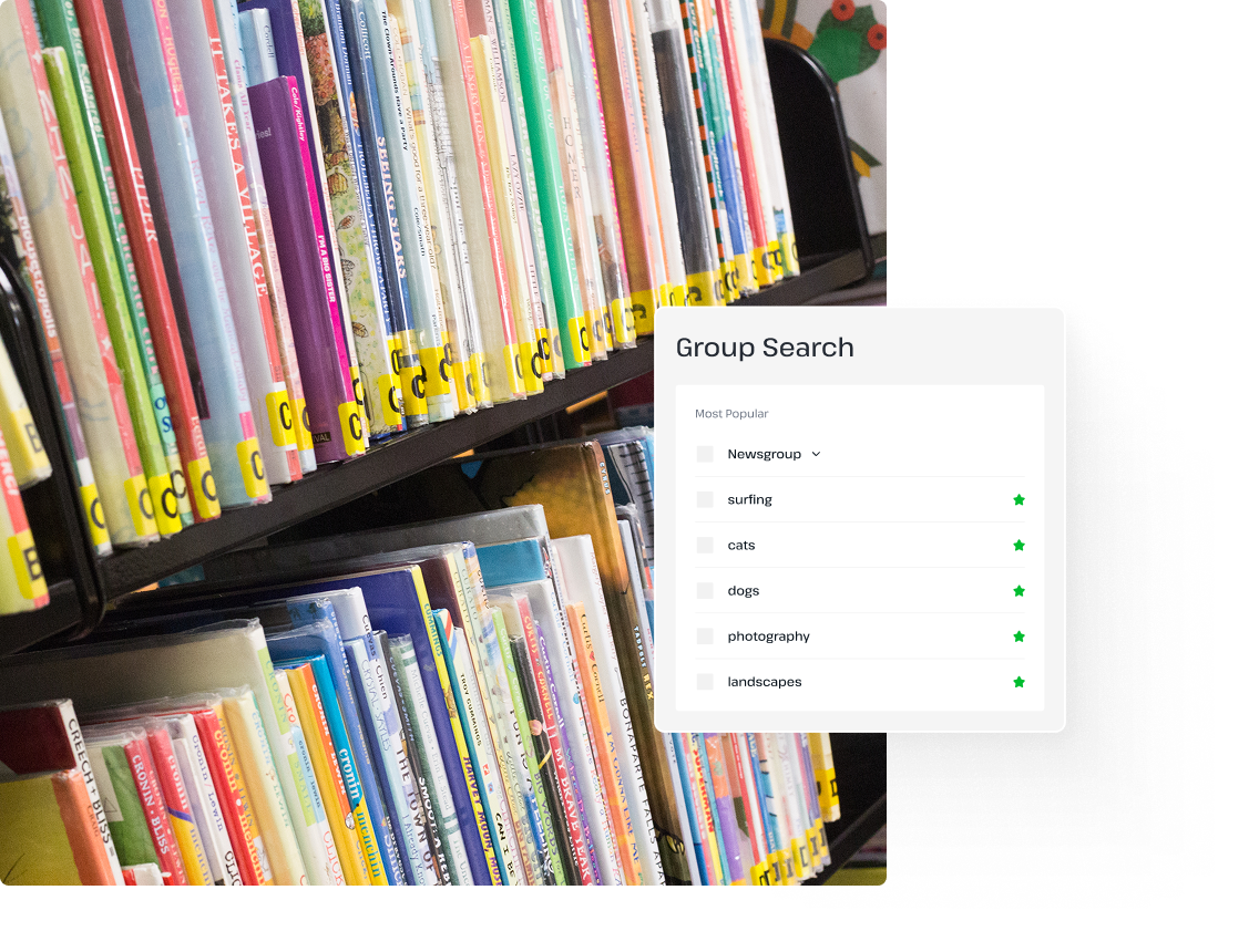 A collection of books illustrates the way that Usenet newsgroups host important information for Usenet users.